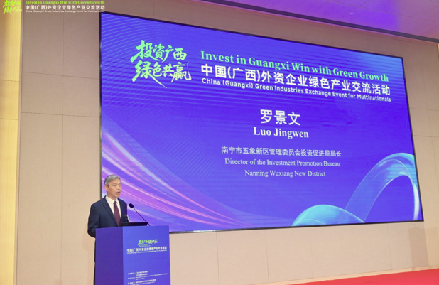 图为广西政府管委会投资促进局局长讲话